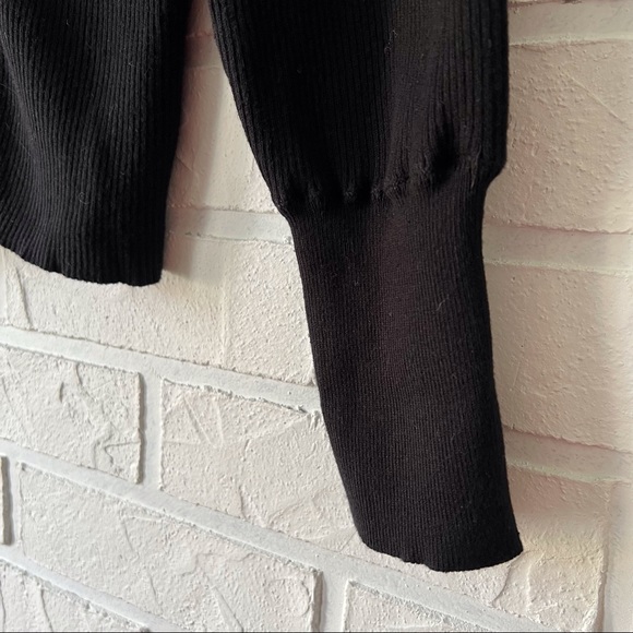 Icōne Simons organic cotton pearl button black stretchy cardigan sweater M - Picture 8 of 13